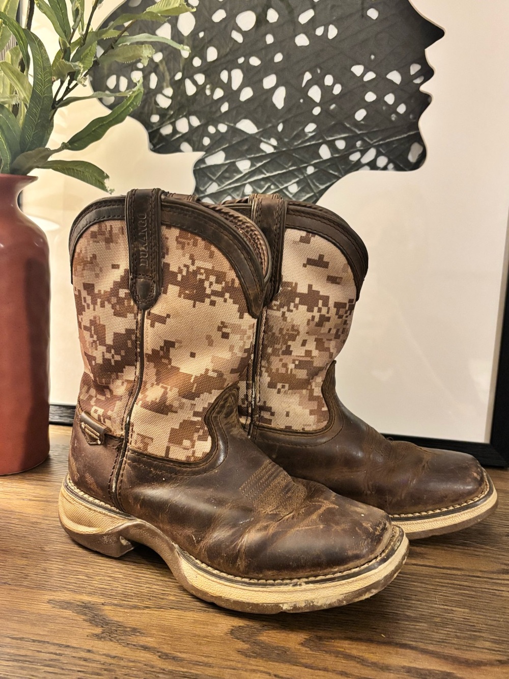 Durango Brown & Tan Camo Kids Pull-On Western Boots